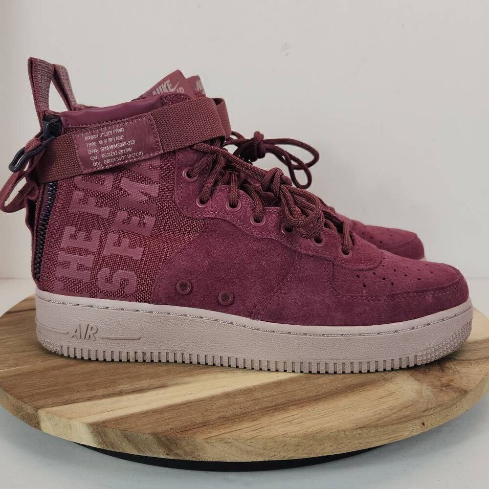 Nike SF Air Force 1 Mid "The Force Is Female" Women's Size 10 Burgandy